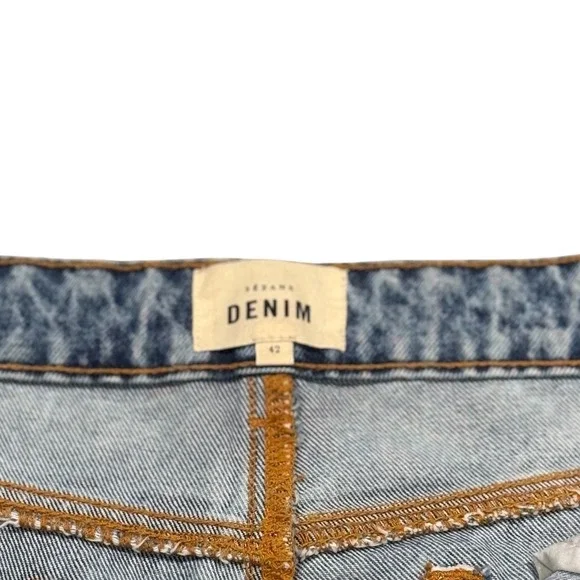 Sezane Premium Minimalist Denim Jeans Women's Size 42 (10 US) High Rise Wide Leg - Picture 3 of 11